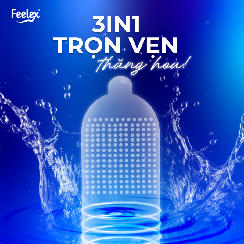 Combo 3 hộp bao cao su Feelex 3in1 - Ver 2024