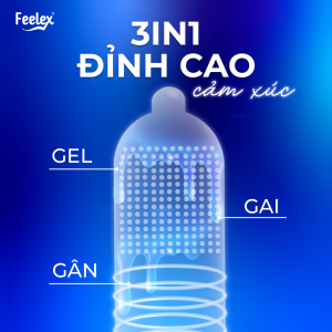 Combo 3 hộp bao cao su Feelex 3in1 - Ver 2024