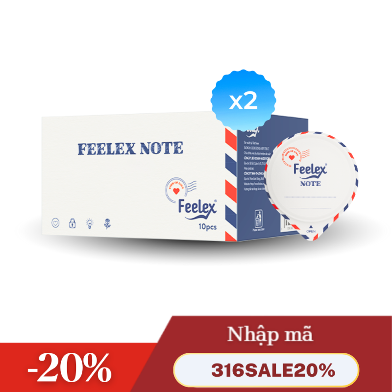 Combo 2 hộp Bao cao su siêu mỏng Feelex Note