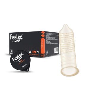 Bao cao su gân gai Feelex 2in1 nhiều Gel – Hộp 10 cái