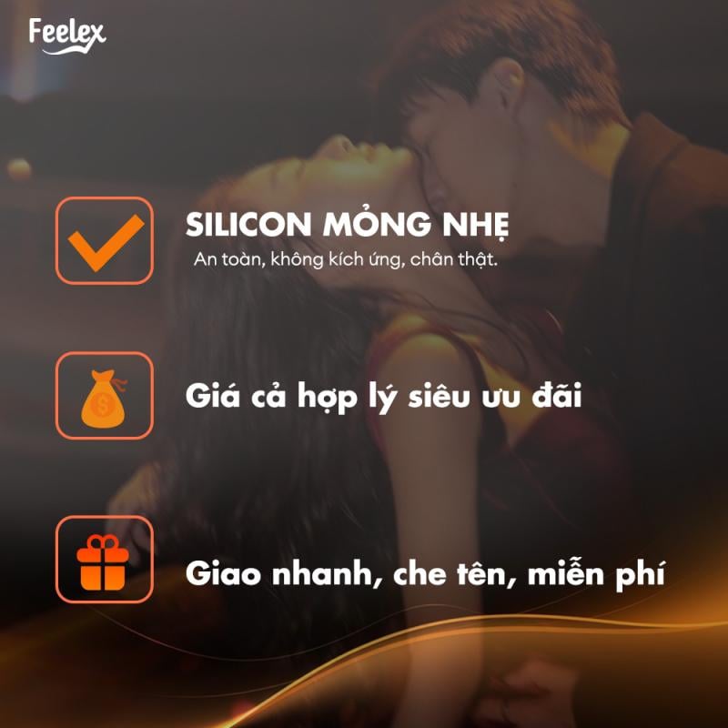 Bao cao su gân gai Feelex 2in1 nhiều Gel – Hộp 10 cái