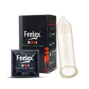 Bao cao su gân gai kéo dài thời gian Feelex 3in1 nhiều gel