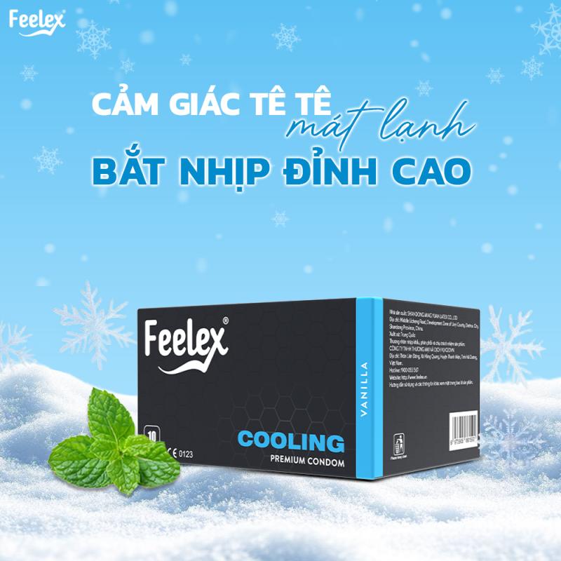 Bao cao su mát lạnh siêu mỏng Feelex Cooling vị bạc hà - Hộp 10 cái