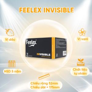 Bao cao su Feelex Invisible siêu mỏng, nhiều gel - Hộp 10 cái