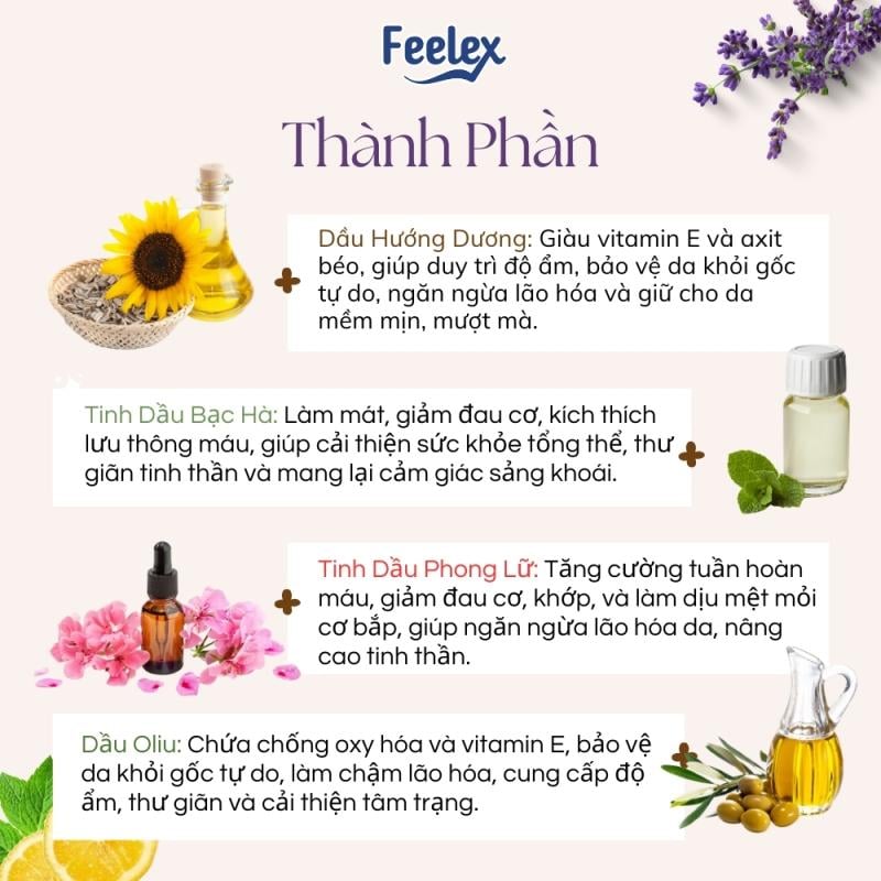 Dầu massage body Feelex nhiều mùi hương – 300ml