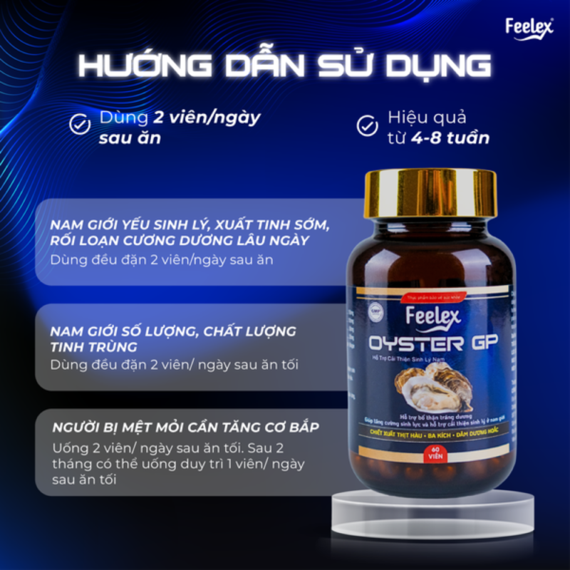 Tinh chất hàu biển cao cấp Feelex Oyster GP - Hộp 60 viên