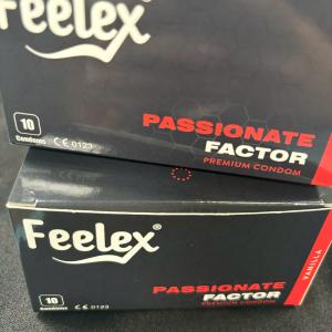Bao cao su Feelex Passionate Factor siêu mỏng, nhiều gel, ấm nóng - Hộp 10 cái